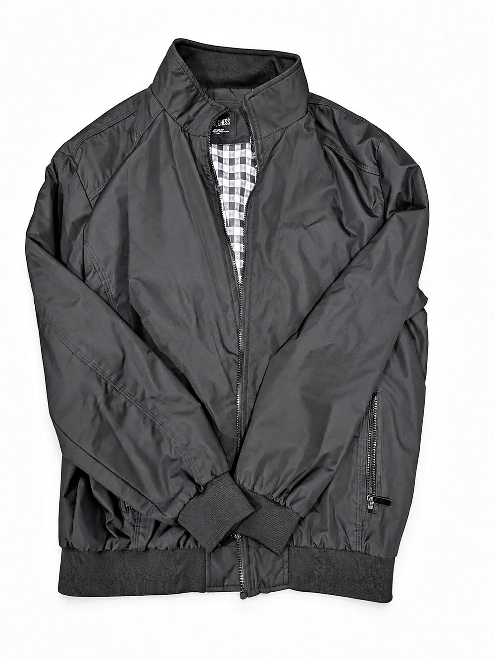 Men's Black Lightweight Checkered bomber Lining Like New